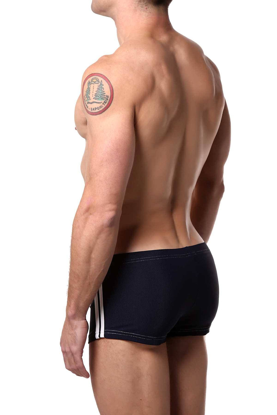 Jocko Navy/White Ribbed Rex Swim Trunk