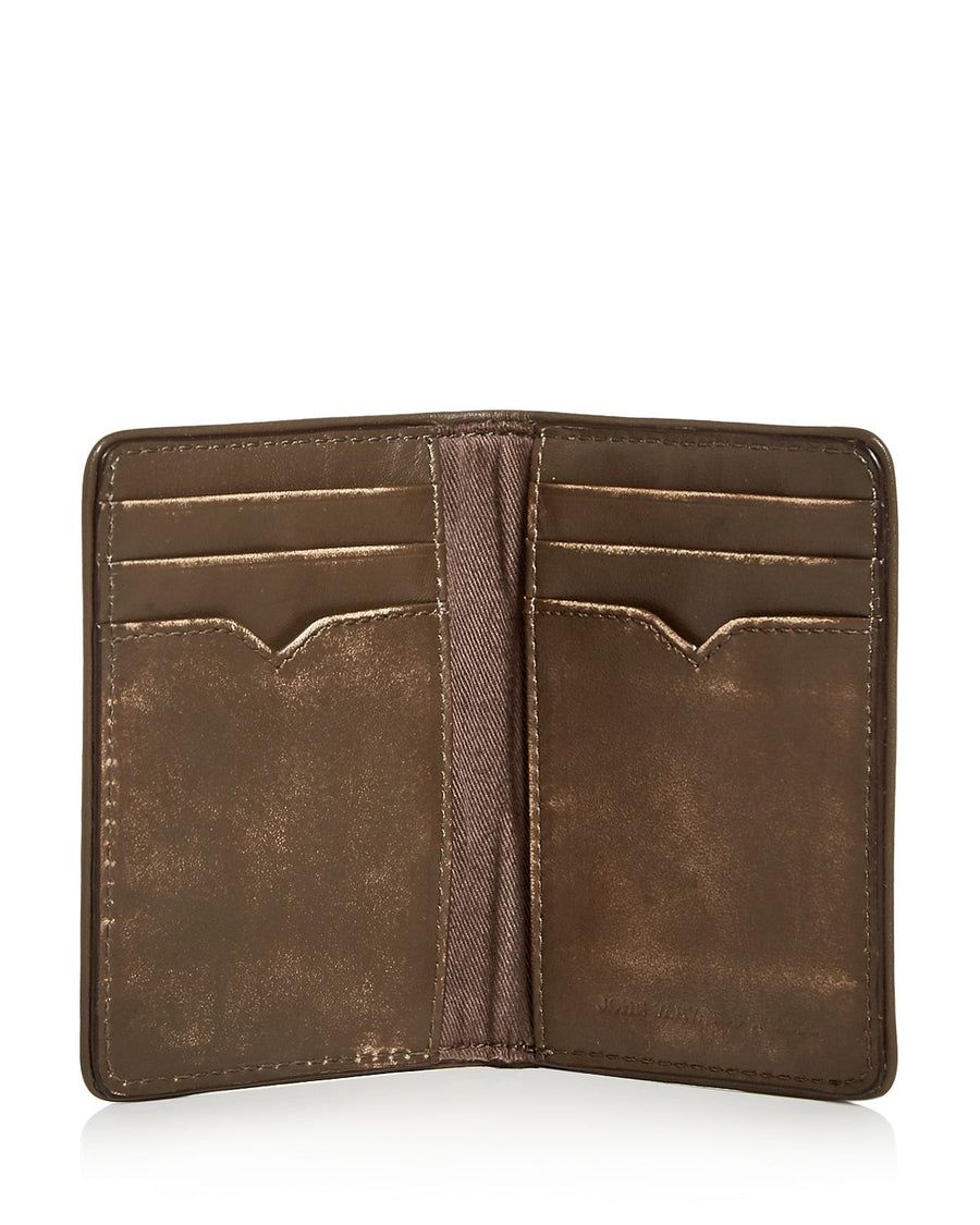 John Varvatos Star Usa Brush Leather Bi-fold Card Case Olive