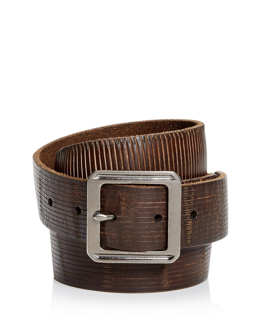 John Varvatos Star Usa Embossed Leather Belt Brown