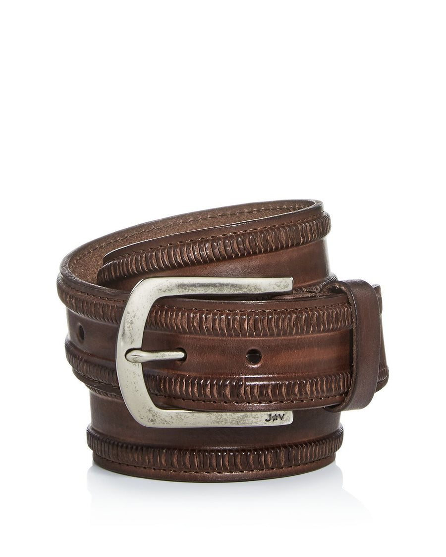 John Varvatos Star Usa Mushroom Cut Leather Belt Tan