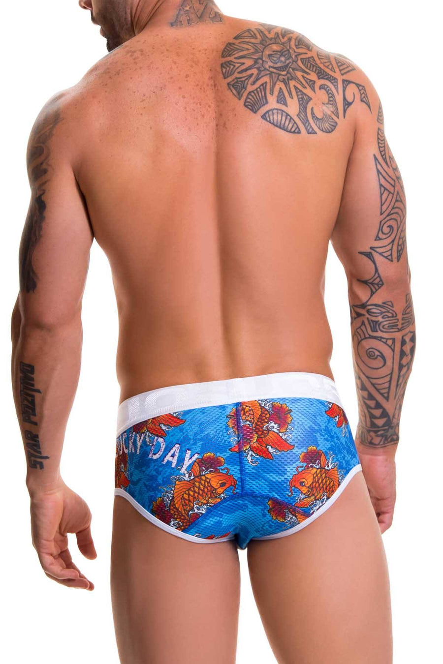 Jor Blue/White Printed Koi Brief