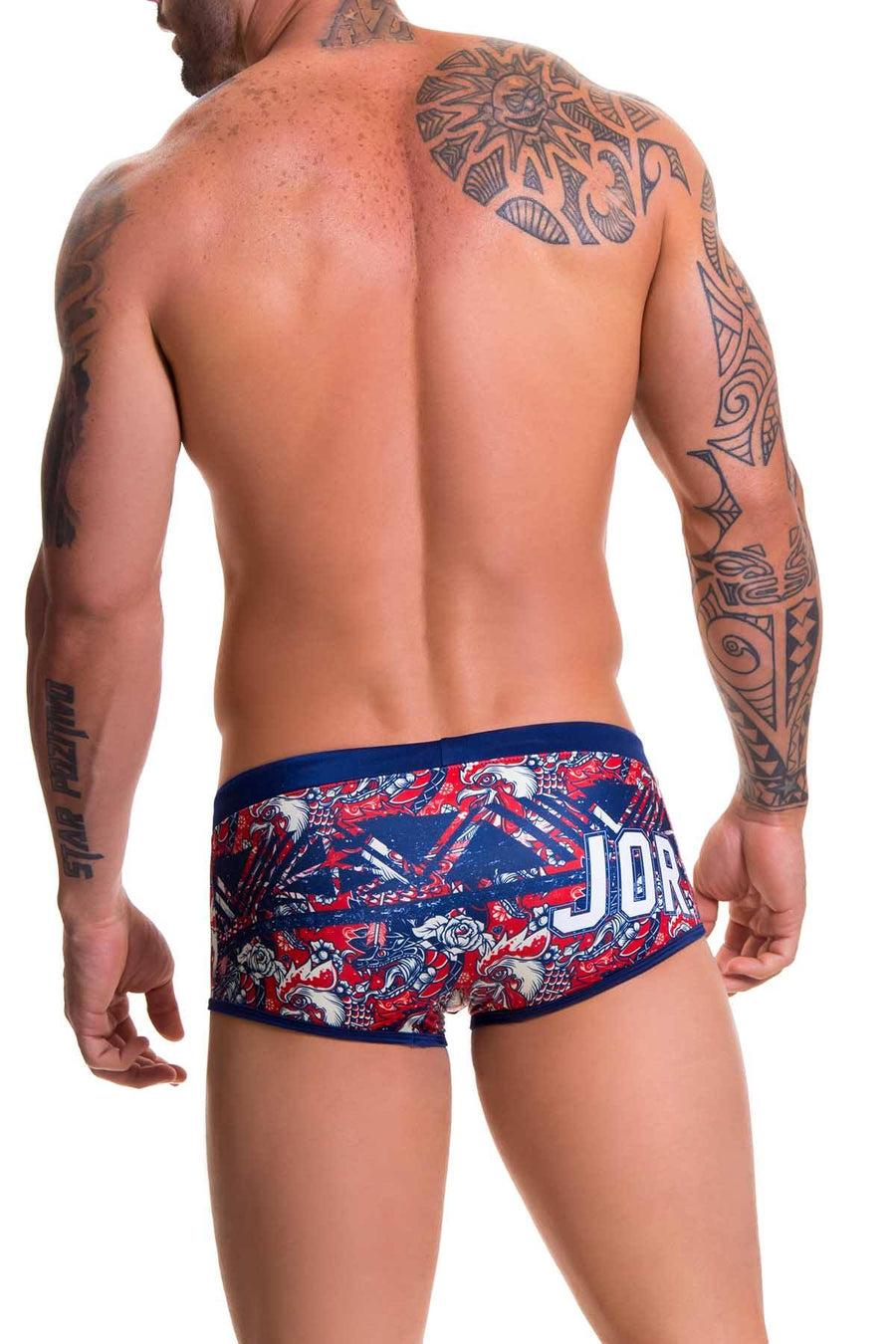 Jor Navy/Red Printed Renaissance Swim Boxer