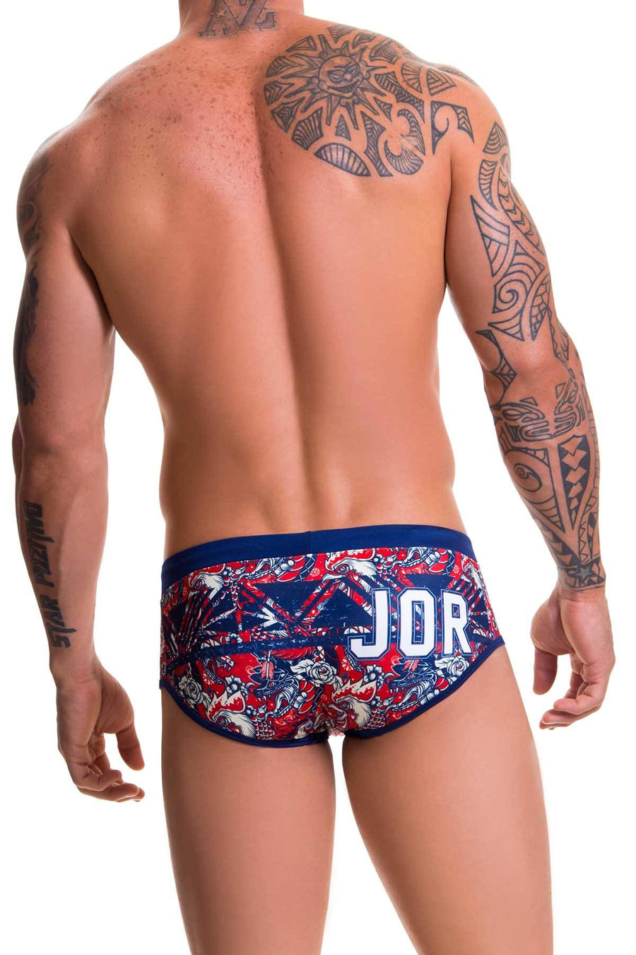 Jor Navy/Red Printed Renaissance Swim Brief