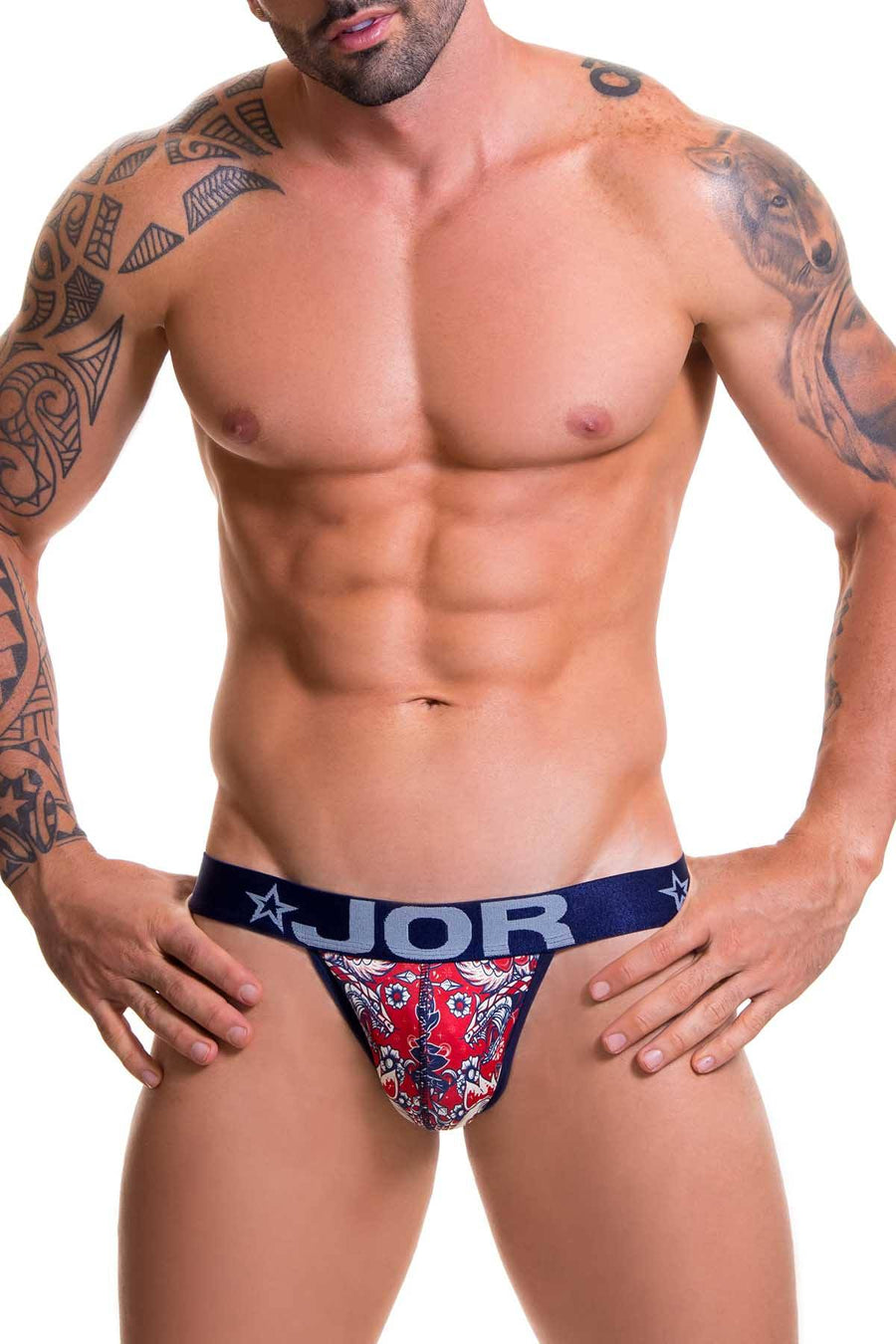 Jor Navy/Red Printed Renaissance Thong