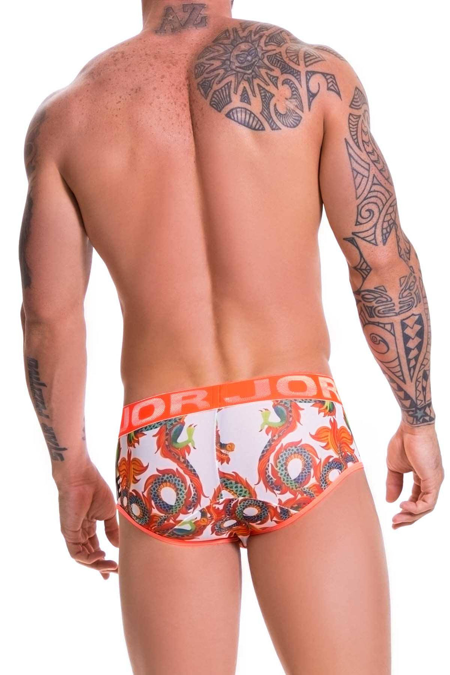 Jor Orange/White Printed Dragone Brief