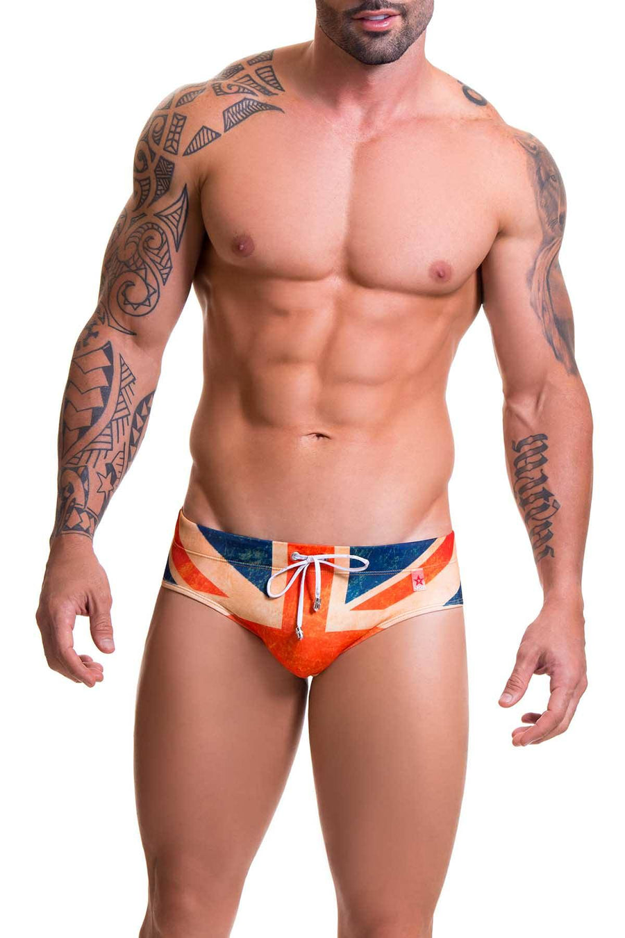Jor Red/Blue England-Printed Swim Brief