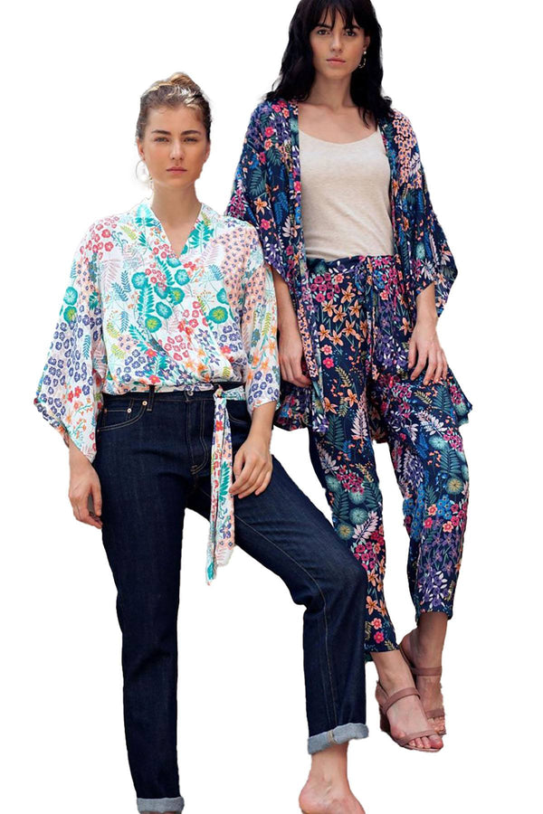 Josie By Natori Lotus Bouquet Printed Satin Cropped Lounge Pant in Twilight