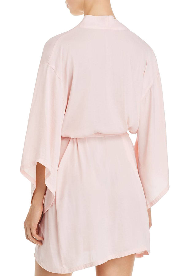 Josie by Natori Bardot Boho Embroidery Wrap Robe in Light Pink