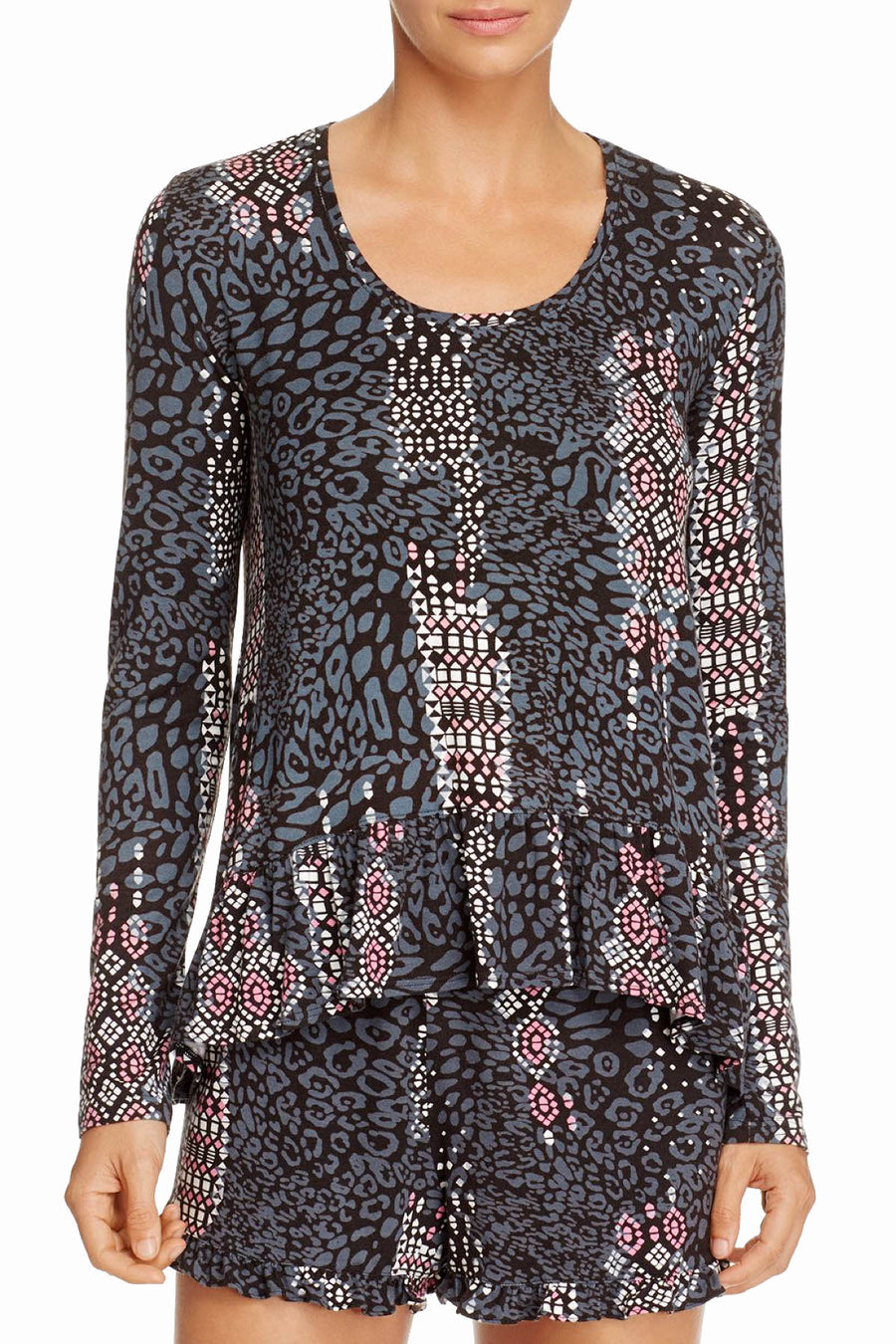 Josie by Natori Grey-Printed Luna Lounge Top