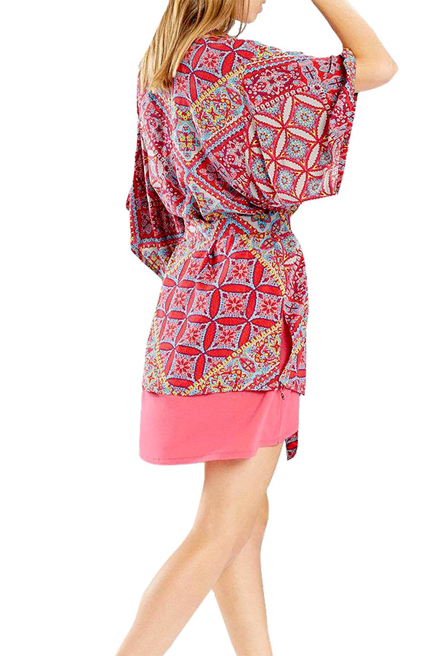 Josie by Natori Red-Jasper/Hibiscus Summer Festival Happi-Coat
