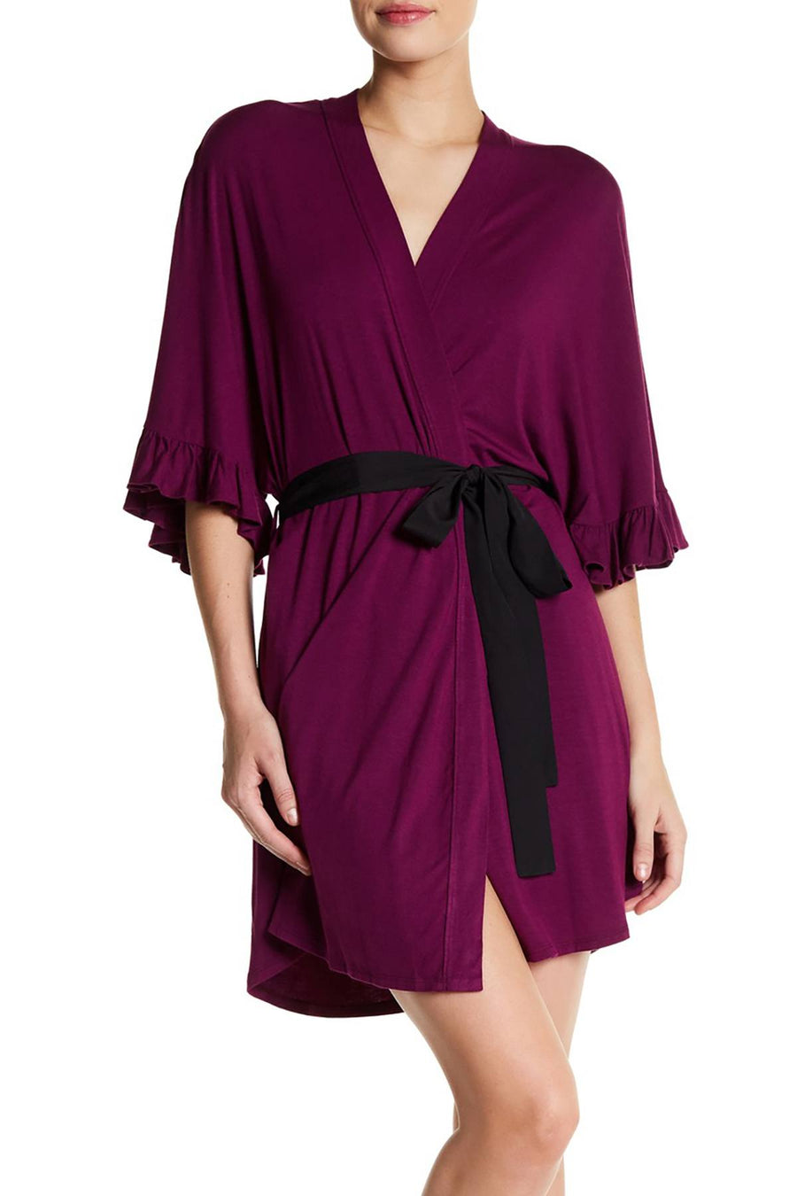 Josie by Natori Tees Happi Coat Wrap in Plum
