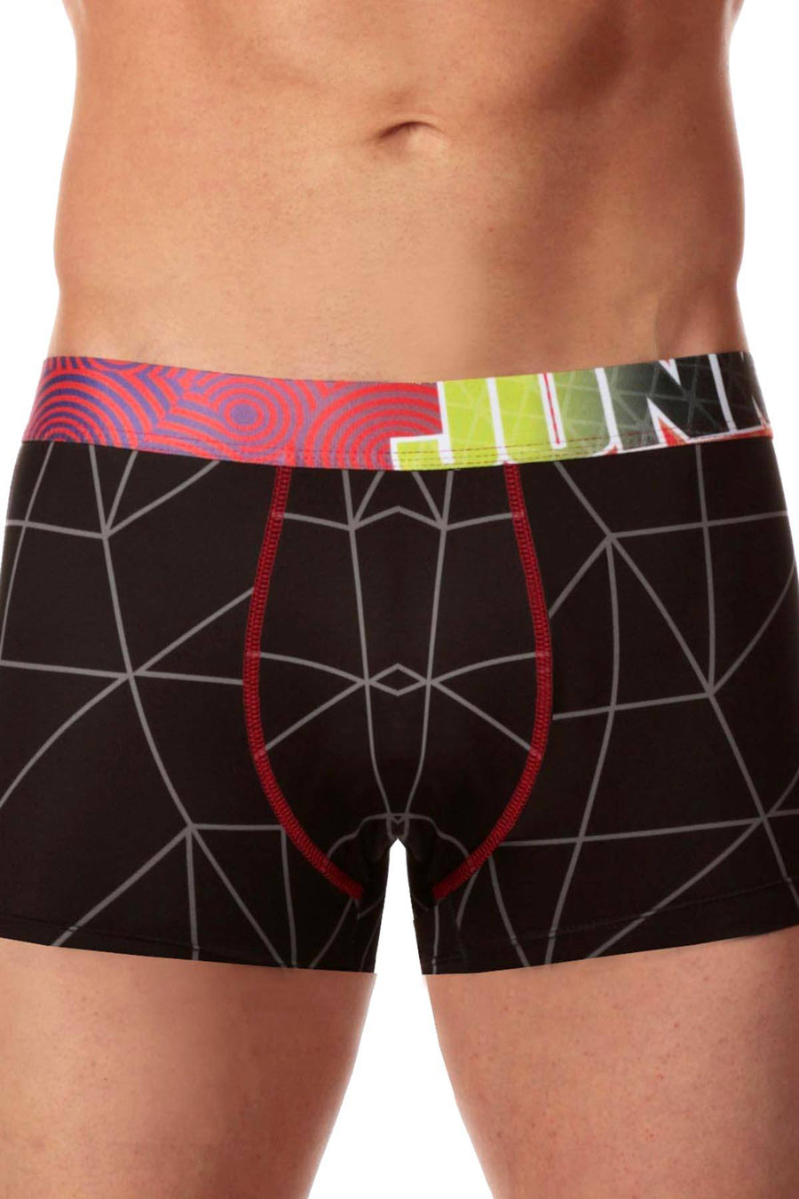 Junk Underjeans Black Geometric-Print Tango Trunk