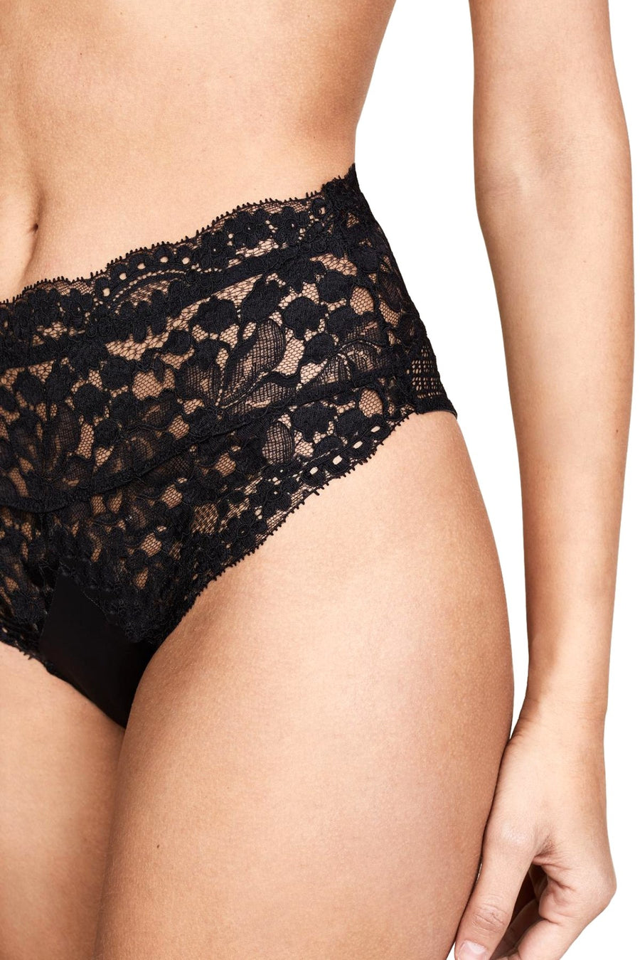 KENDALL+KYLIE Black Lace High-Waist Cheeky Panty