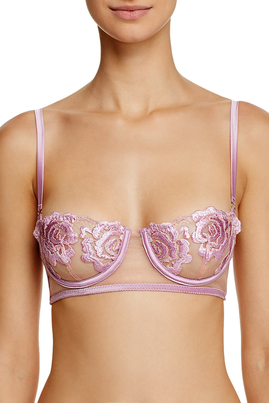 KENDALL+KYLIE Pink Orchid Embroidered Mesh Balconette Bra