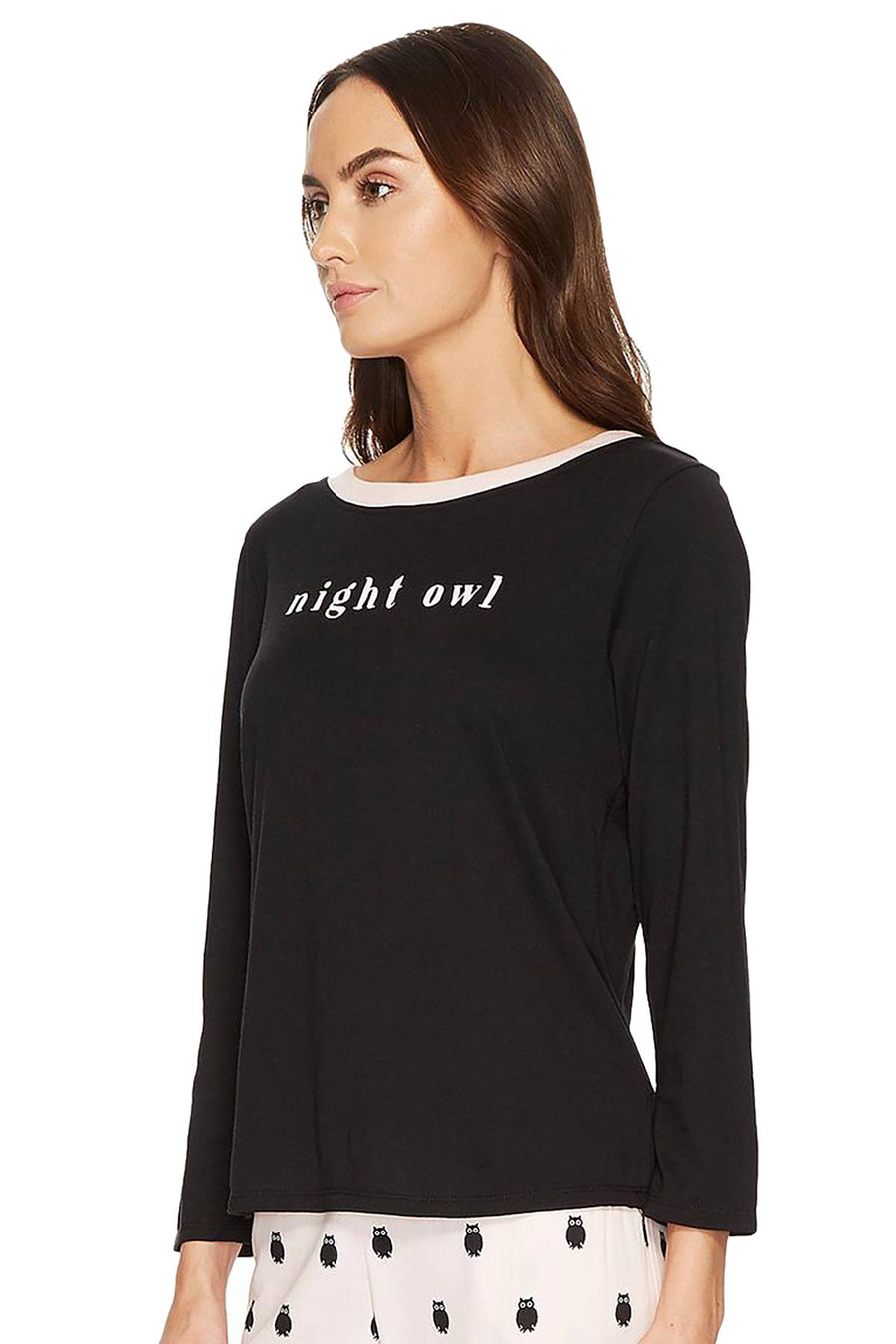 Kate Spade New York Black Night-Owl Long-Sleeve Lounge Tee