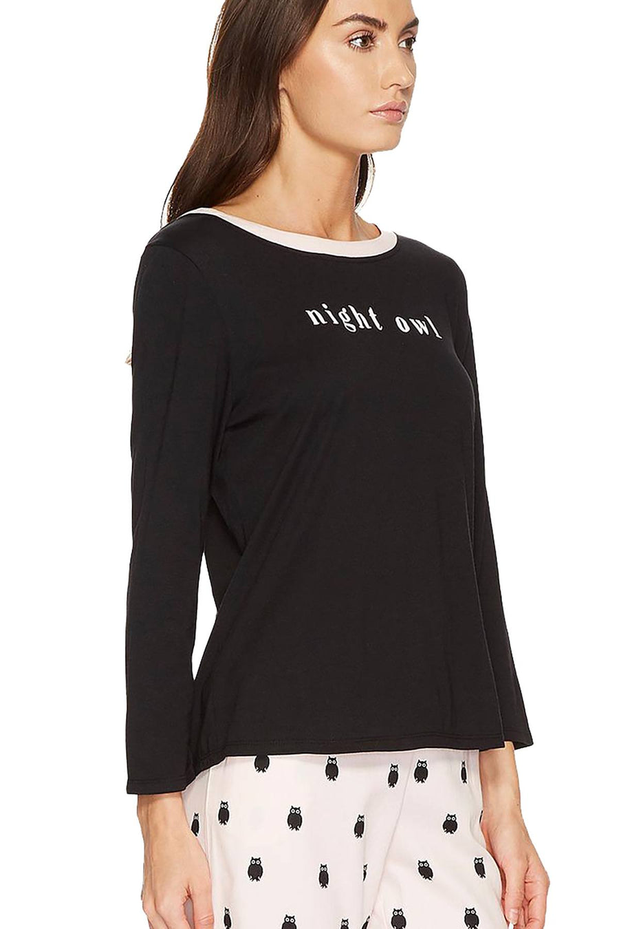 Kate Spade New York Black Night-Owl Long-Sleeve Lounge Tee