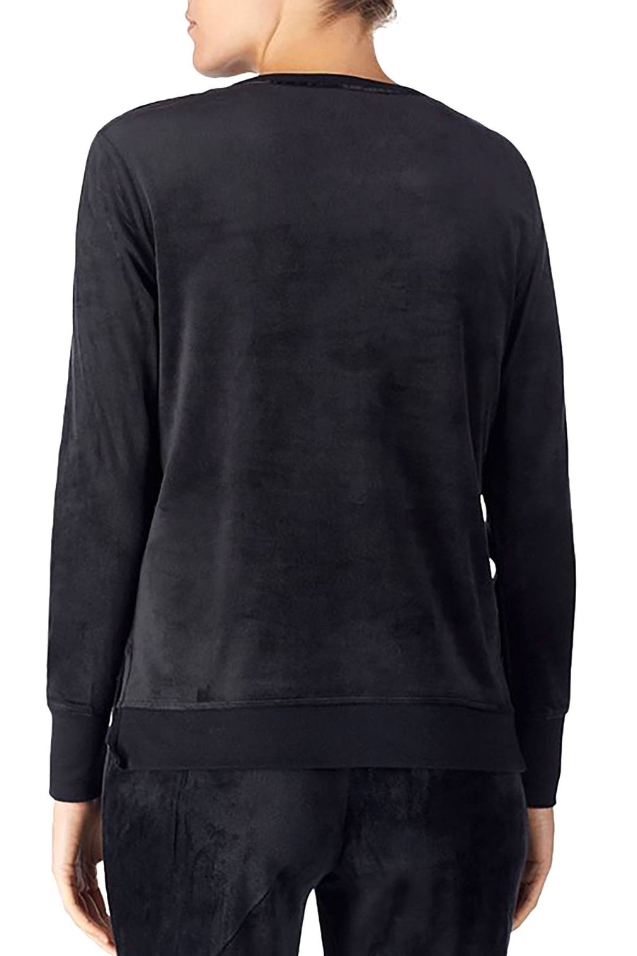 Kate Spade New York Black Plush Embroidered Lounge Top
