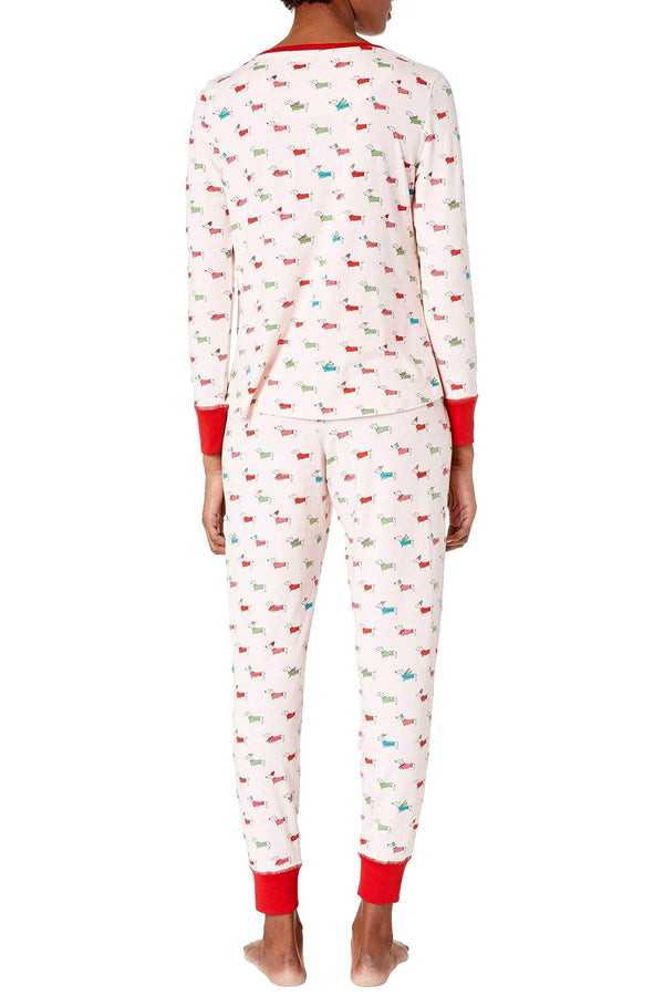 Kate Spade New York Pink Dachshund FA LA LA Henley/Jogger 2-Pc Pajama Set