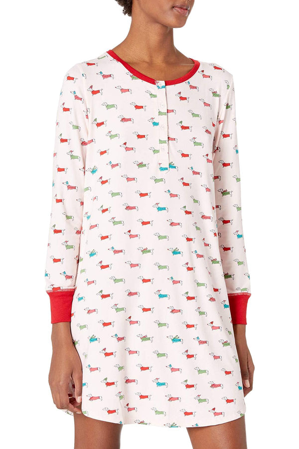 Kate Spade New York Pink Dachshund FA LA LA Sleepshirt with Eyemask Set