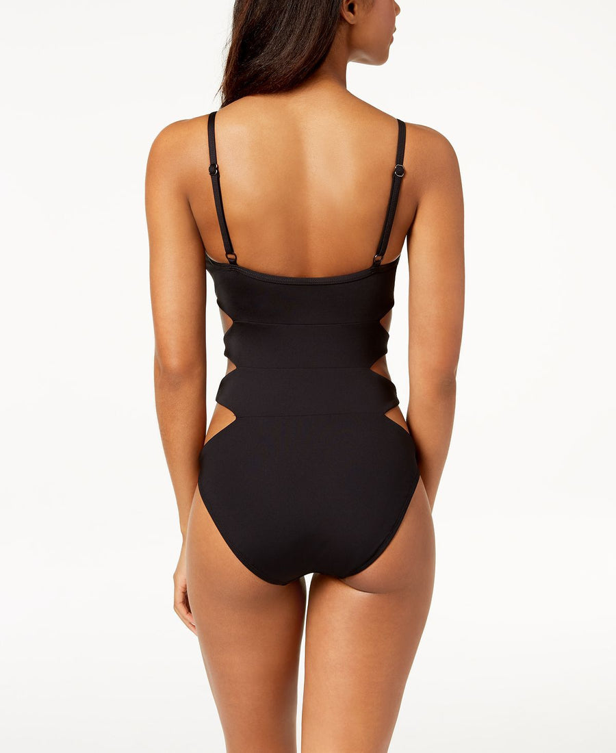 Kenneth Cole Cut-out Tummy-control One-piece Swimsuit Black