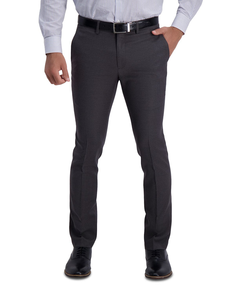 Kenneth Cole Reaction Extra Slim-fit Stretch Micro Check Houndstooth Dress Pants Dark Grey