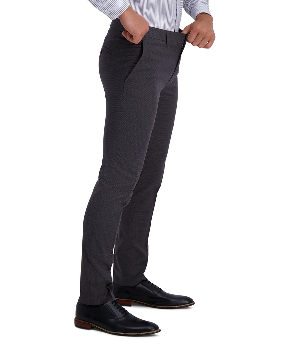 Kenneth Cole Reaction Extra Slim-fit Stretch Micro Check Houndstooth Dress Pants Dark Grey
