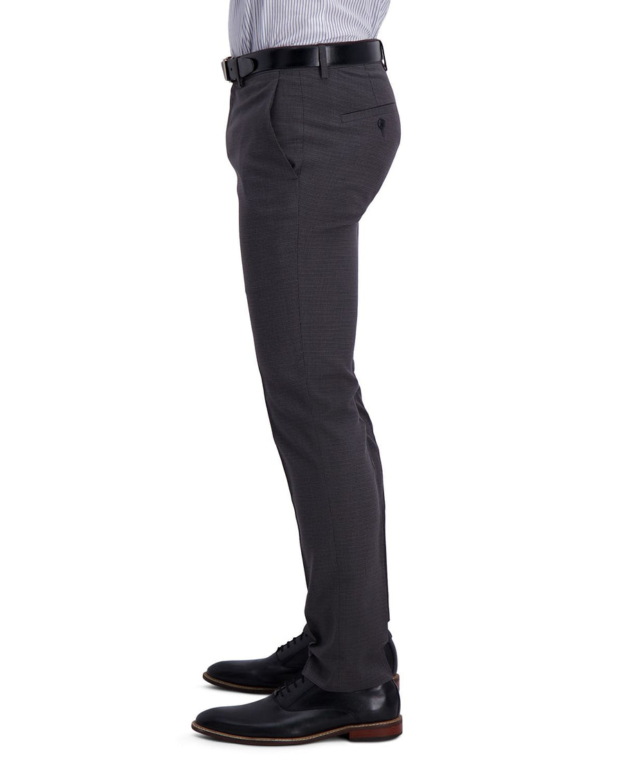 Kenneth Cole Reaction Extra Slim-fit Stretch Micro Check Houndstooth Dress Pants Dark Grey