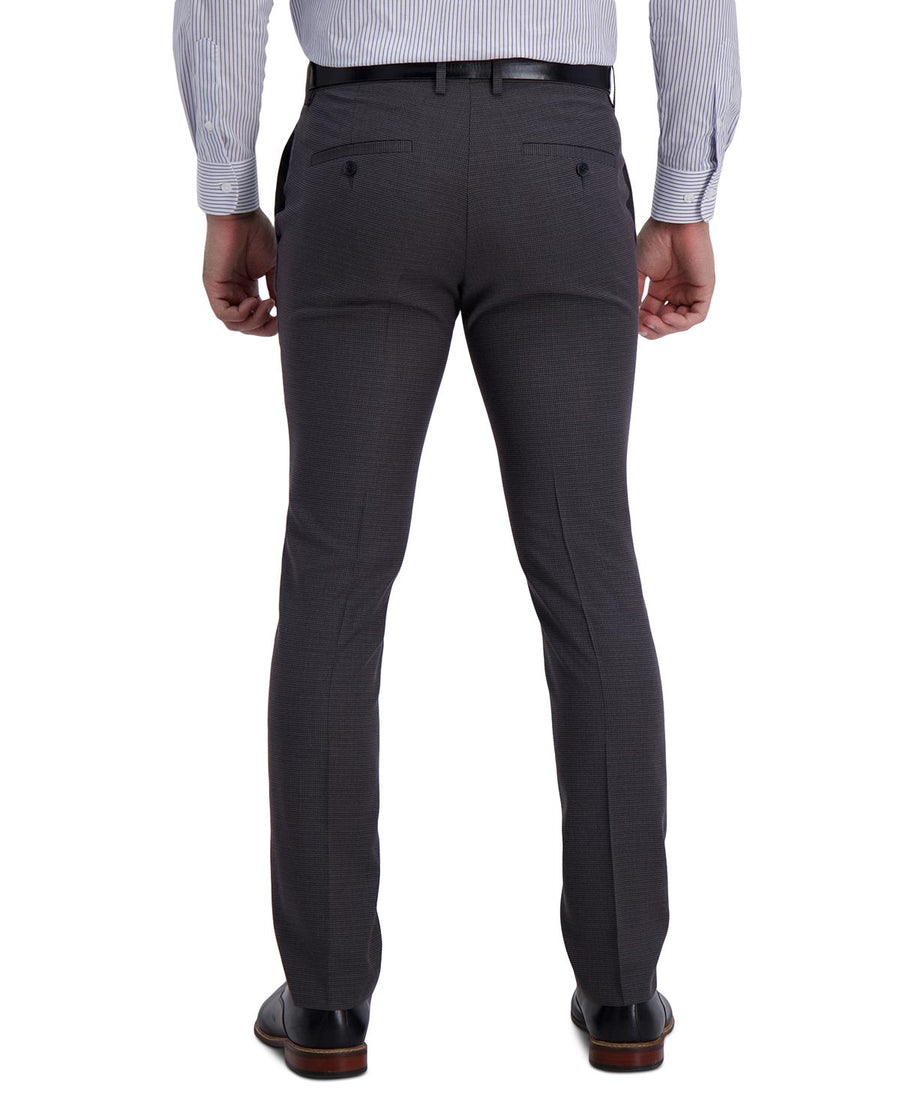 Kenneth Cole Reaction Extra Slim-fit Stretch Micro Check Houndstooth Dress Pants Dark Grey