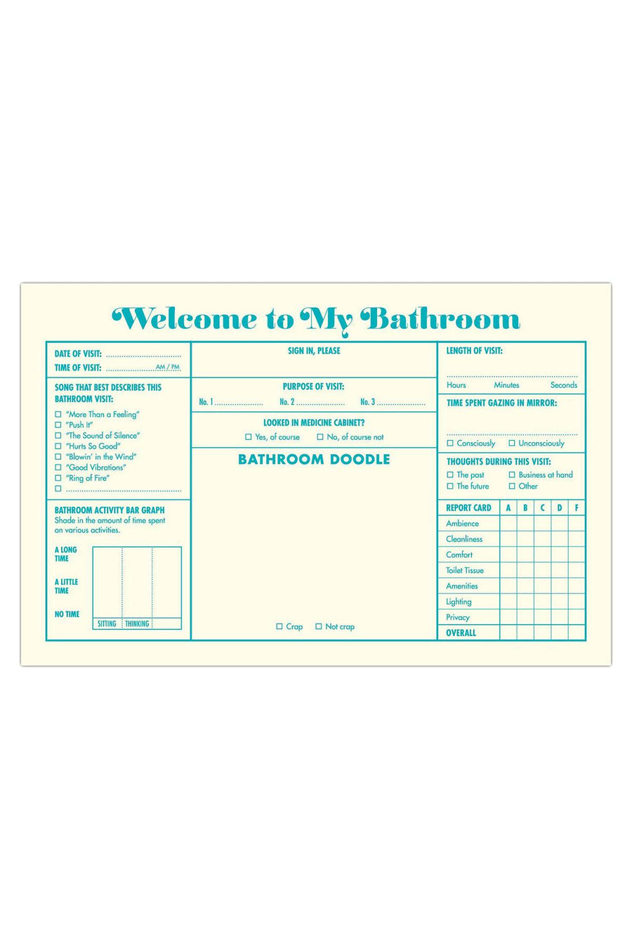 Knock Knock Turquoise Bathroom Guest Book
