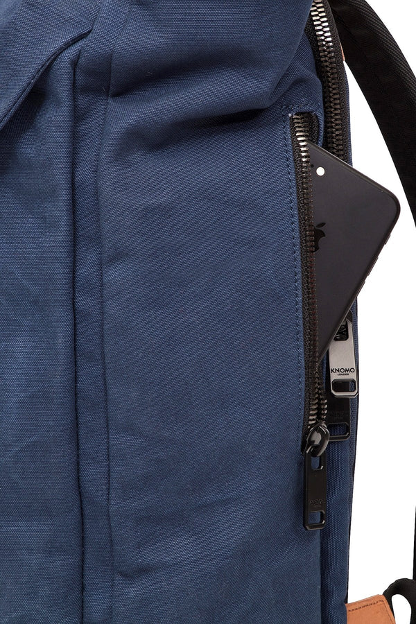 Knomo London Navy 15'' Novello Rolltop Backpack
