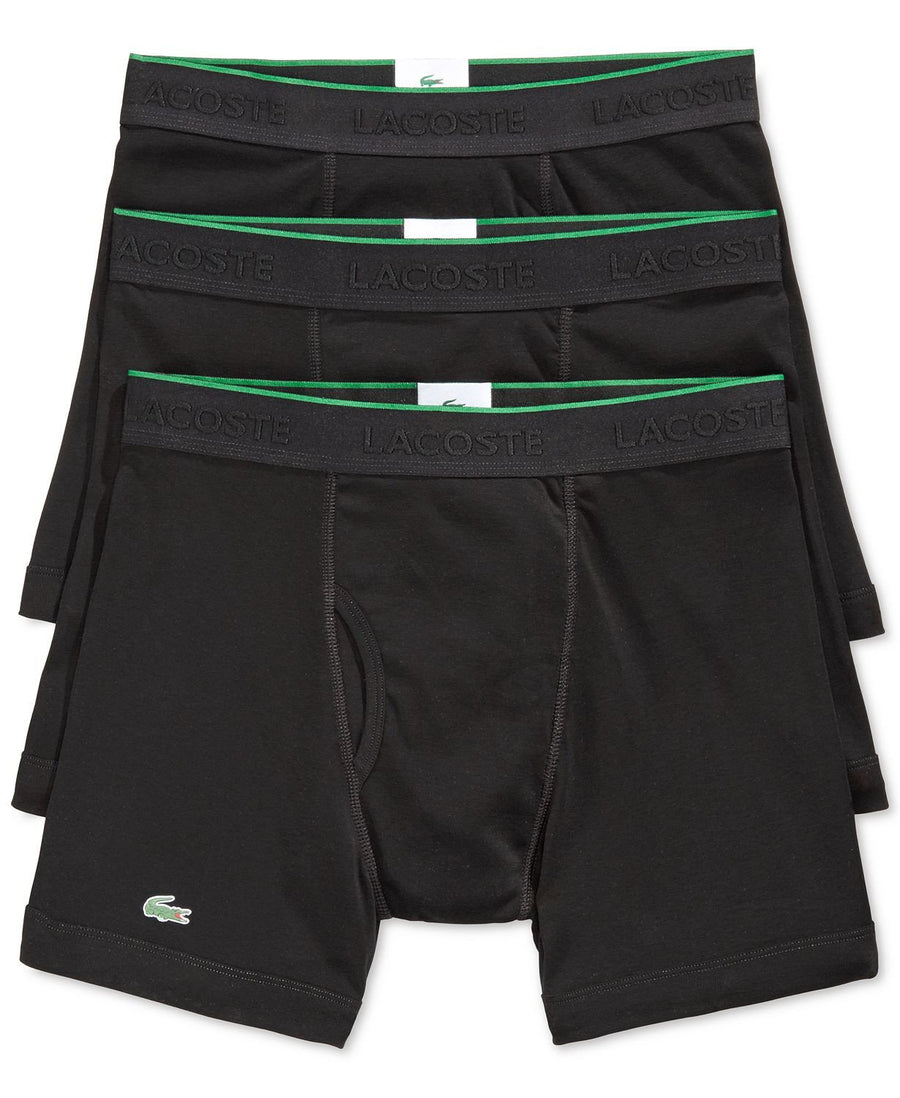 Lacoste 100% Cotton Boxer Brief Underwear Multipack Black