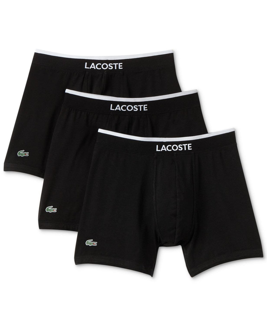 Lacoste 3 Pack Cotton Stretch Boxer Briefs Black