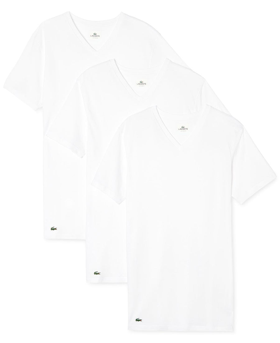 Lacoste 3 Pack V-neck Undershirts White