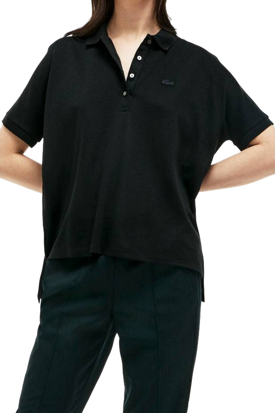 Lacoste Black Modern-Fit Flowing Stretch-Cotton Piqué Polo
