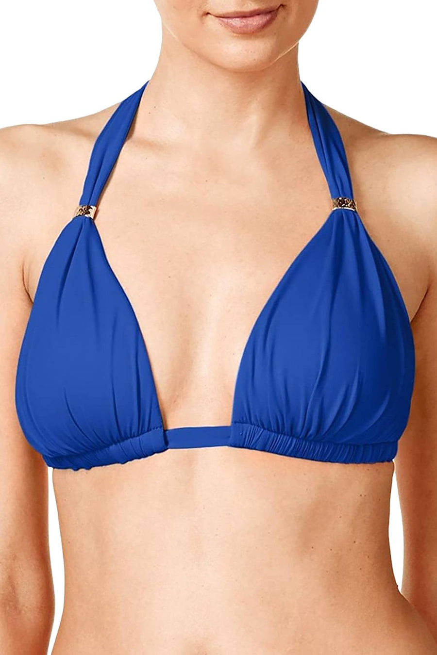 Lauren Ralph Lauren Beach Club Solids Triangle Halter Bikini Top in Capri Blue