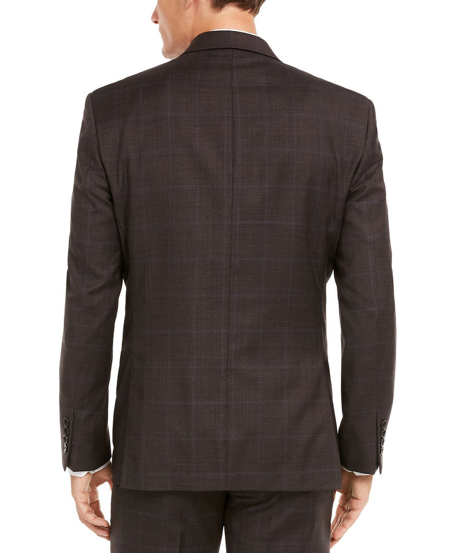 Lauren Ralph Lauren Classic-fit Ultraflex Stretch Brown/blue Windowpane Suit Separate Jacket Brown/blue