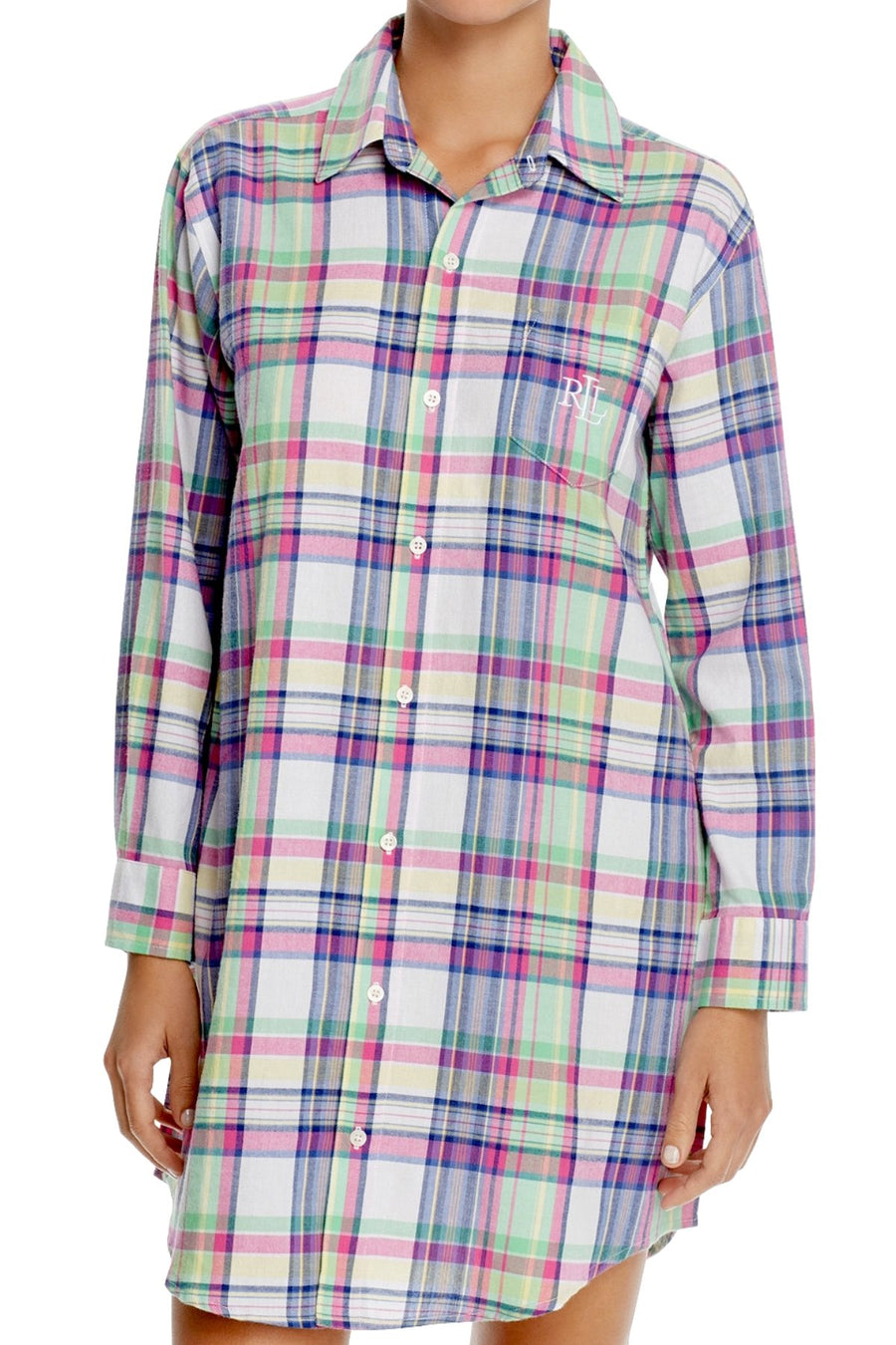 Lauren Ralph Lauren Green/Purple Portofino Brushed Twill His Sleepshirt