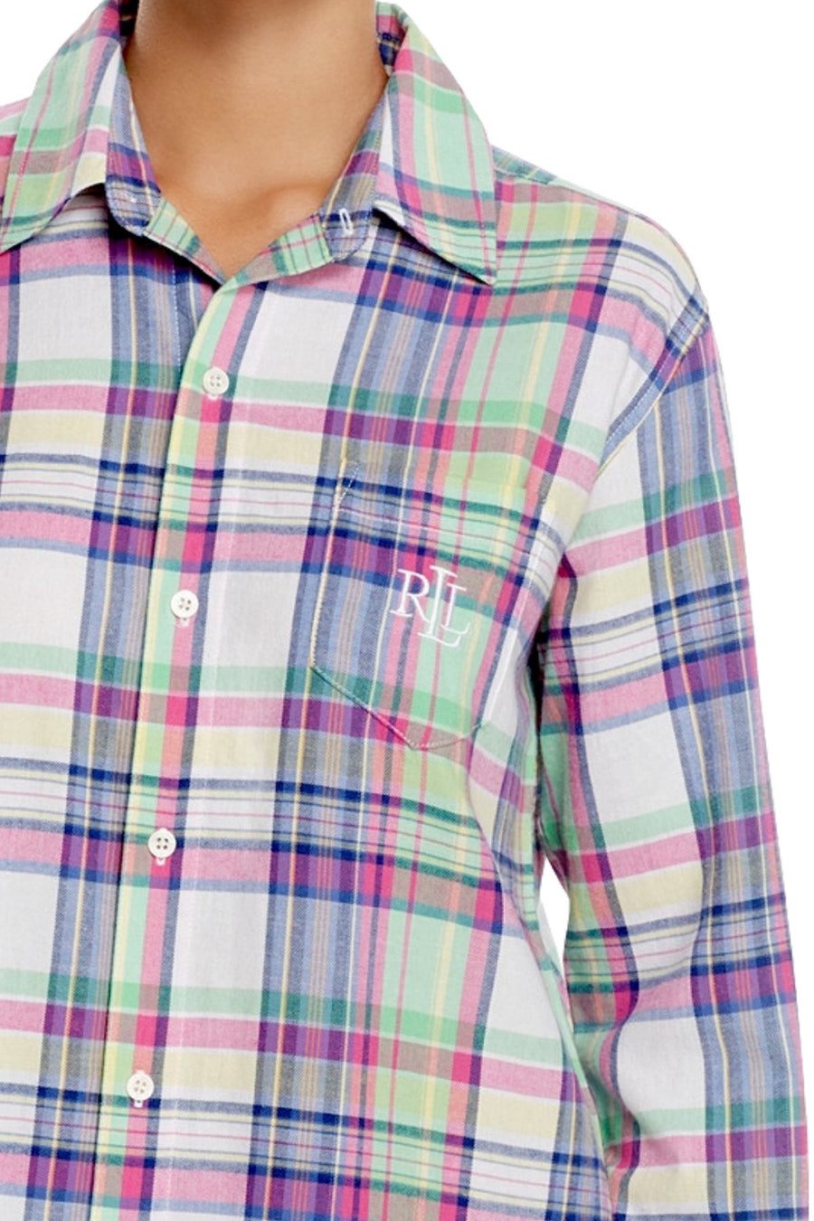 Lauren Ralph Lauren Green/Purple Portofino Brushed Twill His Sleepshirt