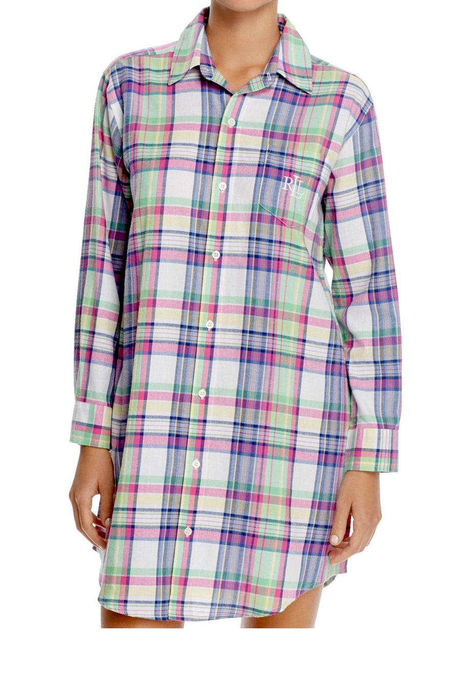 Lauren Ralph Lauren Green/Purple Portofino Brushed Twill His Sleepshirt