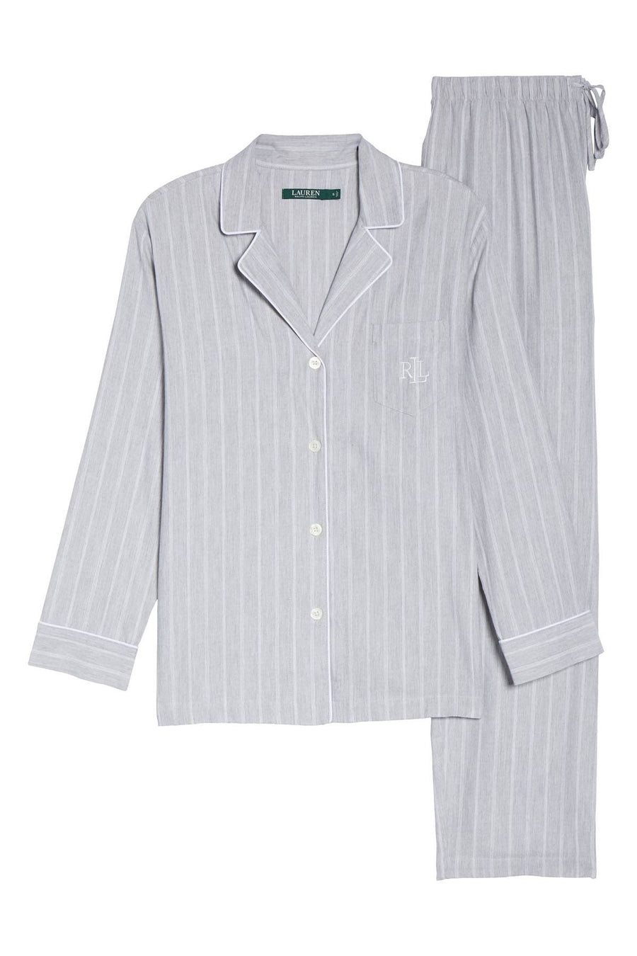 Lauren Ralph Lauren Grey-Striped Paris Woven Pajama Set