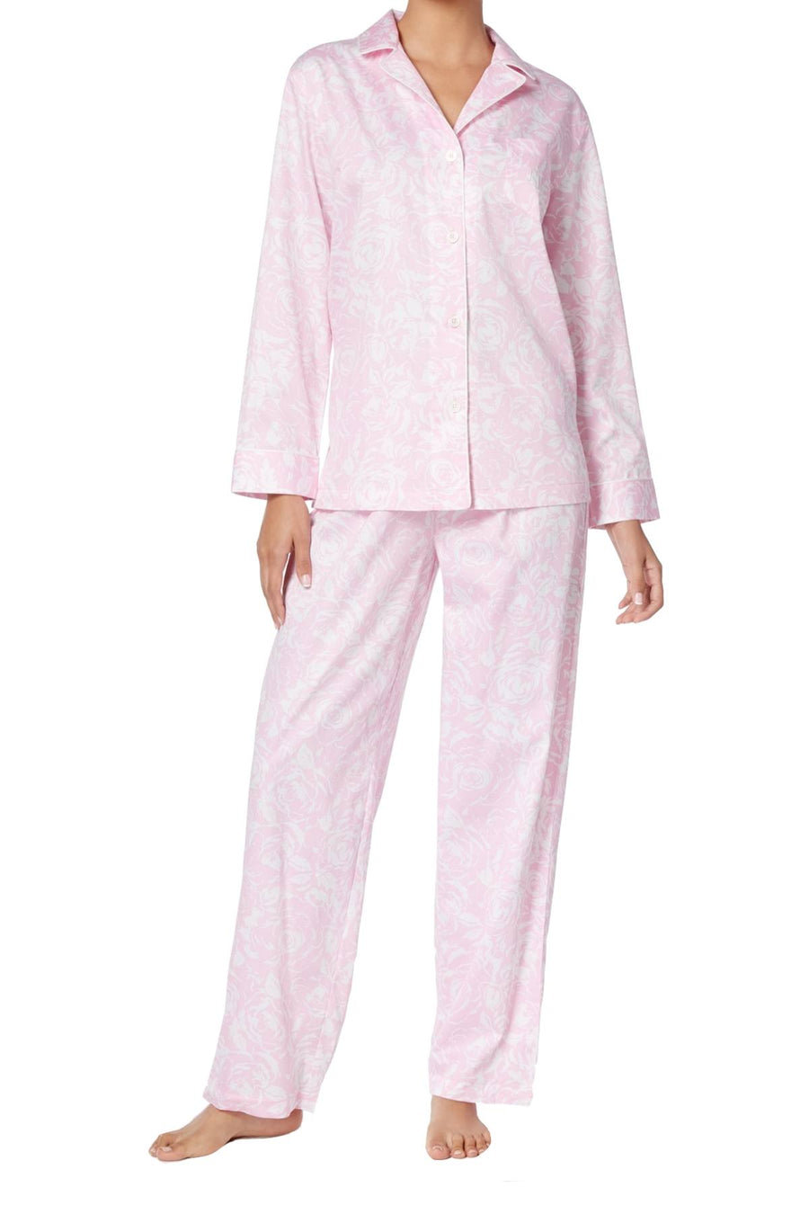 Lauren Ralph Lauren Pink Floral-Print Paris Sateen Pajama Set