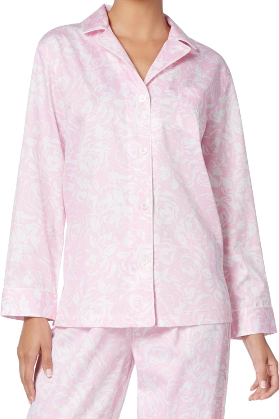 Lauren Ralph Lauren Pink Floral-Print Paris Sateen Pajama Set