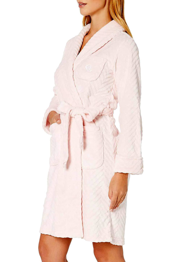 Lauren Ralph Lauren Pink Plush Sculpted Robe