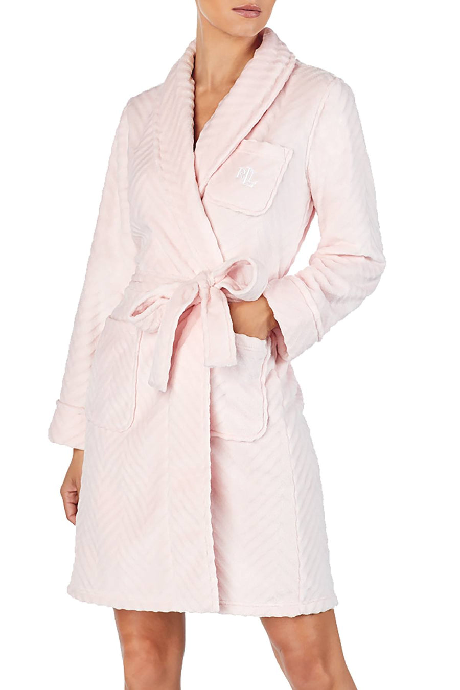Lauren Ralph Lauren Pink Plush Sculpted Robe