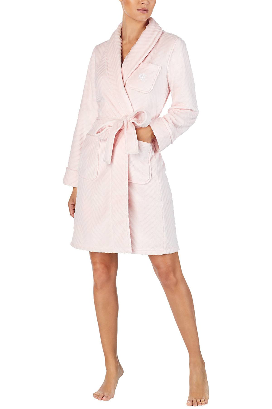 Lauren Ralph Lauren Pink Plush Sculpted Robe