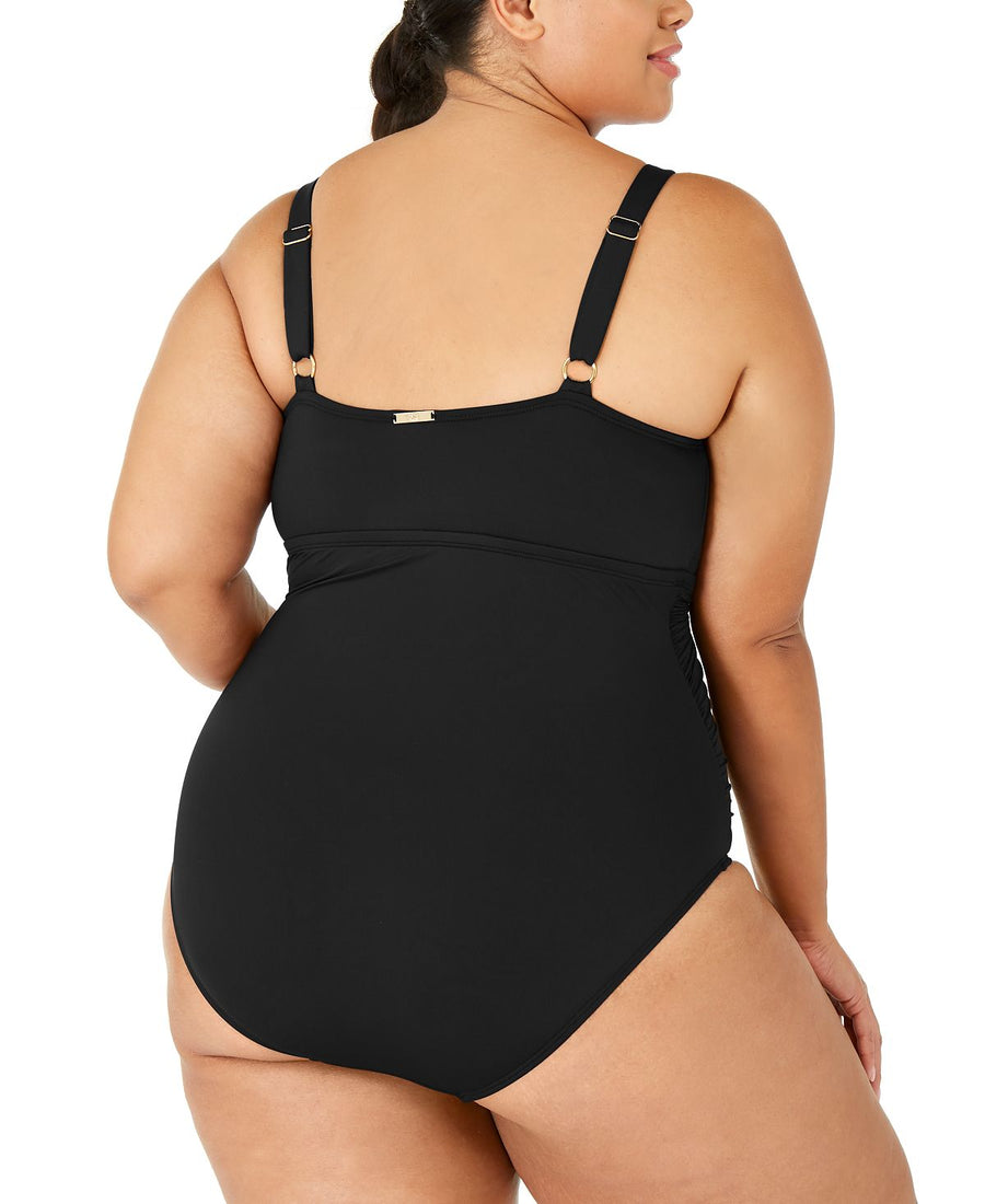 Lauren Ralph Lauren Plus Slimming Fit High-neck Keyhole One-piece Swimsuit Black