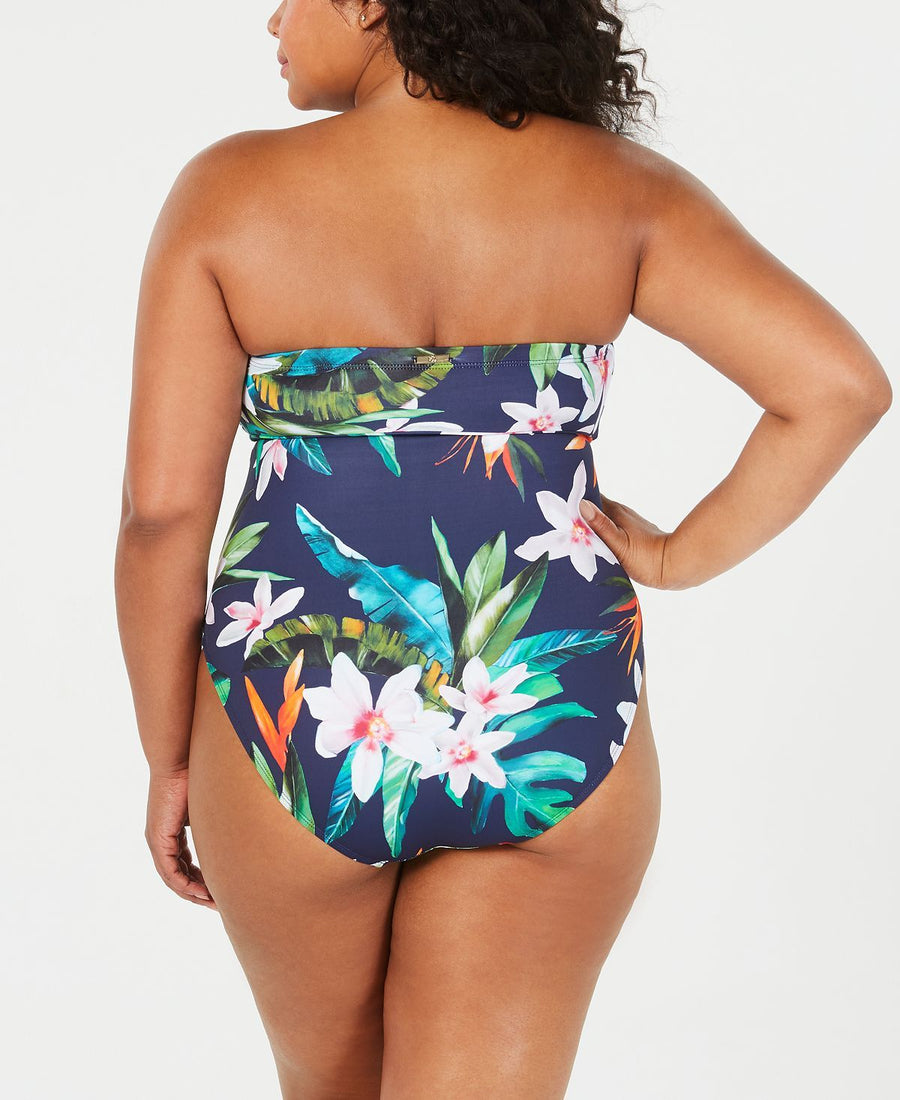 Lauren Ralph Lauren Plus Watercolor Tropical Printed Underwire One-piece Swimsuit Watercolor Tropical Floral