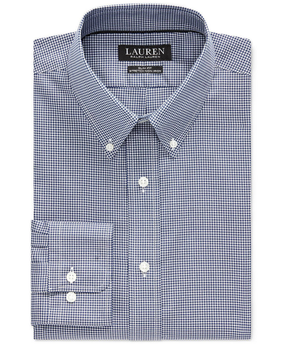 Lauren Ralph Lauren Slim Fit Easy Care Gingham Dress Shirt	 Blue