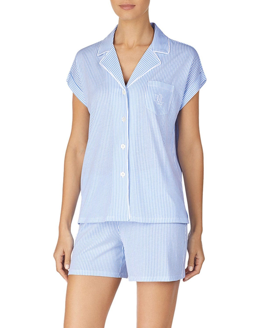 Lauren Ralph Lauren Striped Short PJ Set in Blue