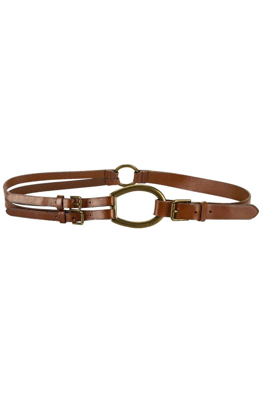 Lauren Ralph Lauren Tan Vachetta Tri-Strap Leather Belt